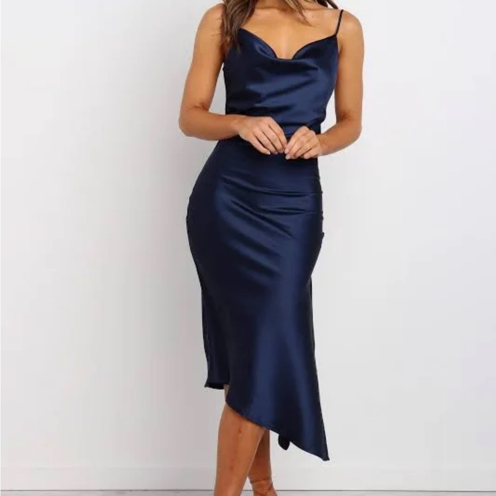 Petal & Pup Navy Blue Satin Dress Size 4